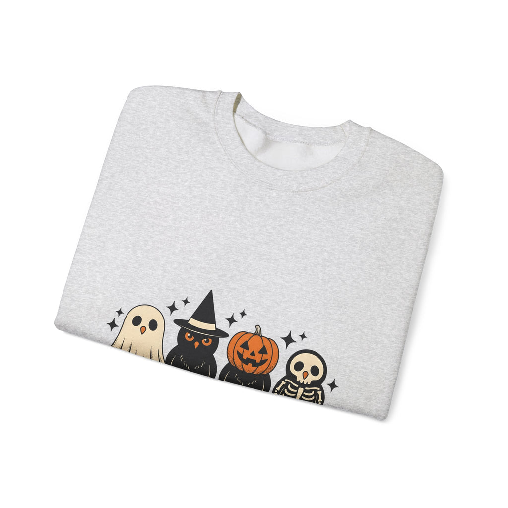 Owl Disguise Halloween Haunted Gift Animated Hoot Owl Horror Fan Cartoony Spooky Classic Moon Sweatshirt
