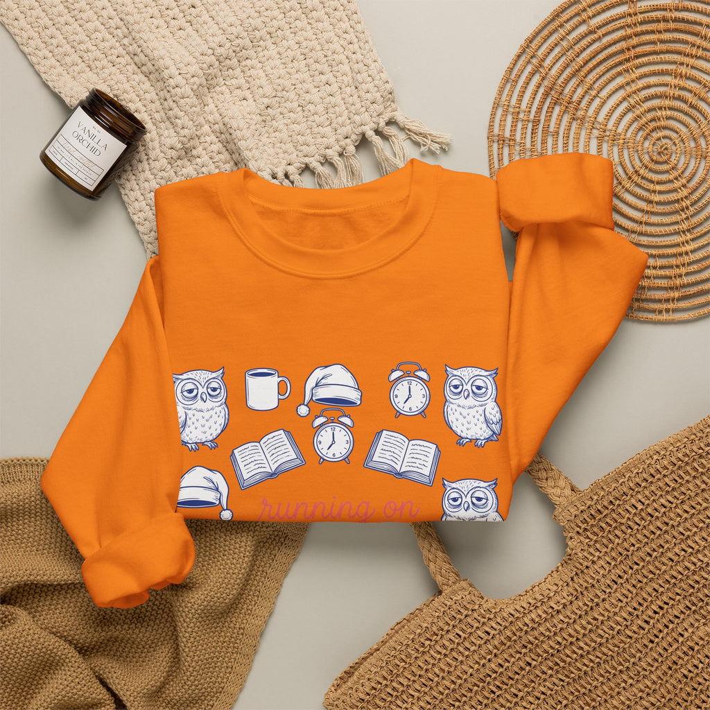 Sleepy Owl Sweatshirt Mom Book Gift Women Hand Drawn Sweatshirt Owl Sweatshirt Mother Fan Owl Sweatshirt Bibliophile Graphic Doodle Coffee Sweatshirt Sweatshirt