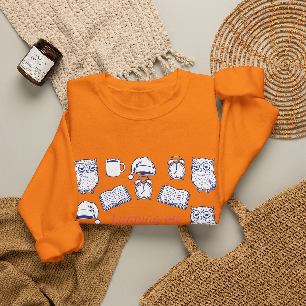 Sleepy Owl Sweatshirt Mom Book Gift Women Hand Drawn Sweatshirt Owl Sweatshirt Mother Fan Owl Sweatshirt Bibliophile Graphic Doodle Coffee Sweatshirt Sweatshirt