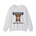 Bear Lifting Sweatshirt Fitness Workout Gift Women Comic Sweatshirt Grizzly Sweatshirt Gym Enthusiast Cartoon Sweatshirt Exercise Graphic Simple Weights Sweatshirt