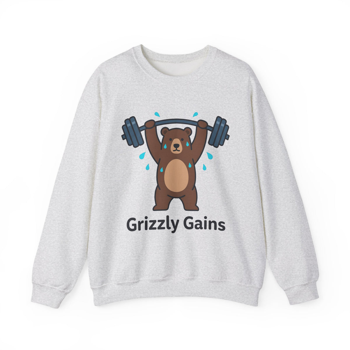 Bear Lifting Sweatshirt Fitness Workout Gift Women Comic Sweatshirt Grizzly Sweatshirt Gym Enthusiast Cartoon Sweatshirt Exercise Graphic Simple Weights Sweatshirt