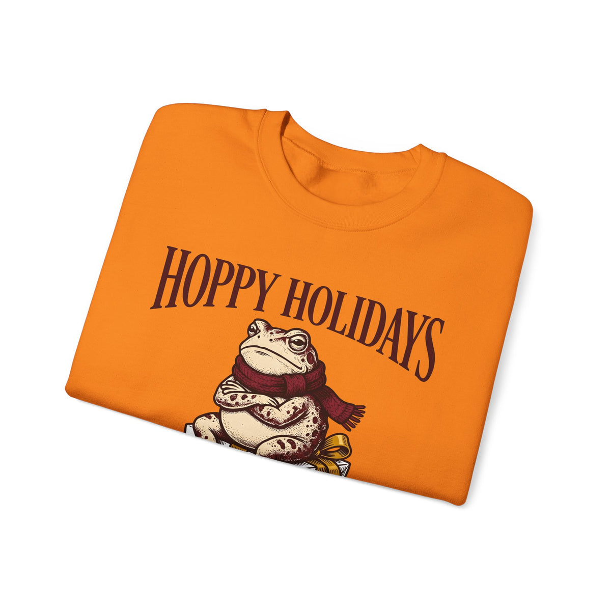 Frog Keepsake Sweatshirt Christmas Critters Gift Women Traditional Sweatshirt Toad Sweatshirt Xmas Fan Hand Drawn Sweatshirt Creature Graphic Outline Muffler