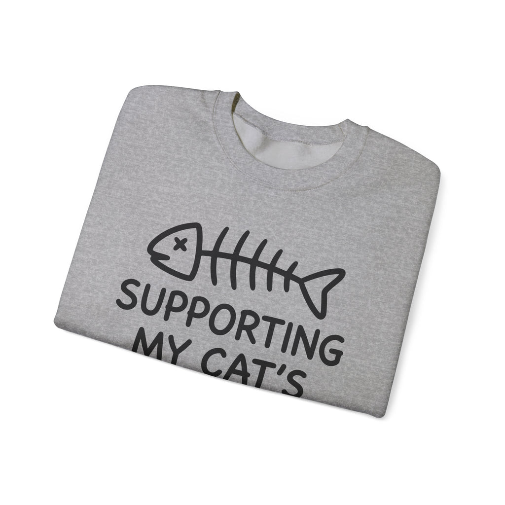 Fish Bone Sweatshirt Cat Funny Gift Women Cute Sweatshirt Fish Skeleton Sweatshirt Cat Fan Fishy Sweatshirt Humorous Graphic Sketch Cat Treats Sweatshirt