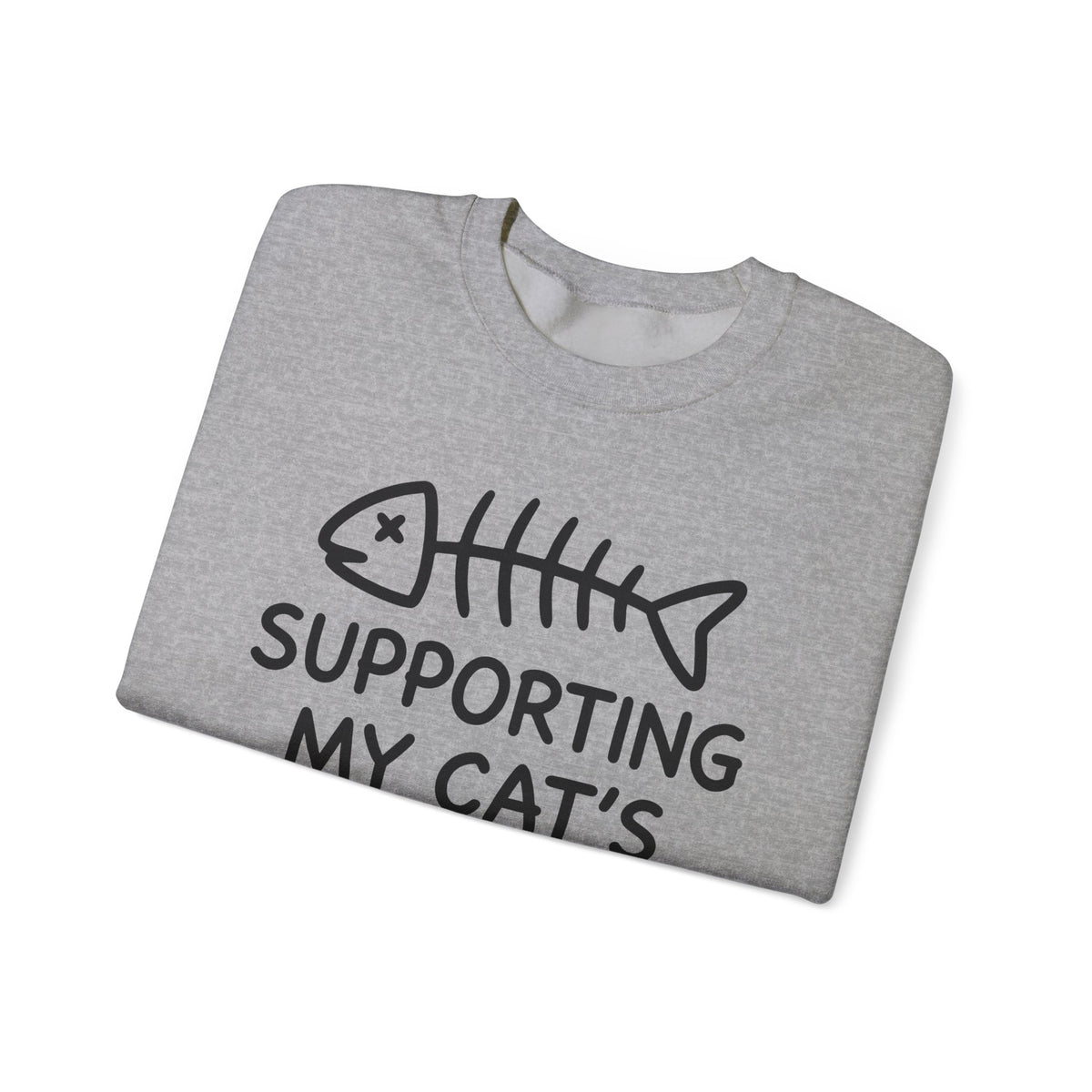 Fish Bone Sweatshirt Cat Funny Gift Women Cute Sweatshirt Fish Skeleton Sweatshirt Cat Fan Fishy Sweatshirt Humorous Graphic Sketch Cat Treats Sweatshirt