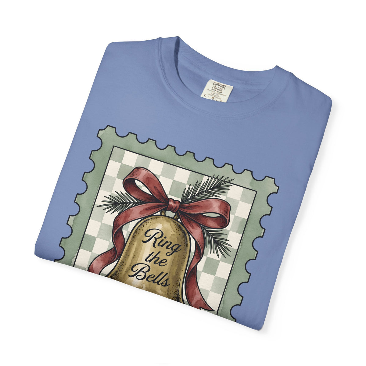 Festive Bell T-Shirt Christmas Seasonal Gift Women Retro T-Shirt Jingle Bell T-Shirt Christmas Fan Vintage T-Shirt Holiday Graphic Rustic Fir Twig