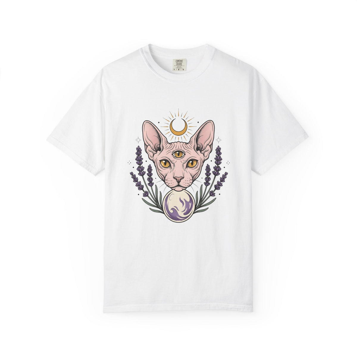 Sphynx Cat T-Shirt Boho Chic Metaphysical Gift Women Line Art T-Shirt Hairless Cat T-Shirt Bohemian Fan Minimalist T-Shirt Spiritual Graphic Folk