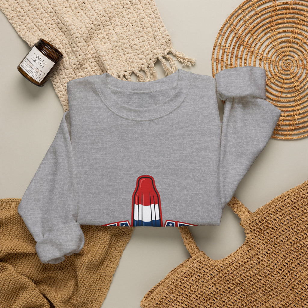 Rocket Popsicle Sweatshirt America 4Th Of July Summer Gift Women Bold Graphic Sweatshirt Ice Pop Sweatshirt Patriotic Fan Graphic Design Illustration Retro