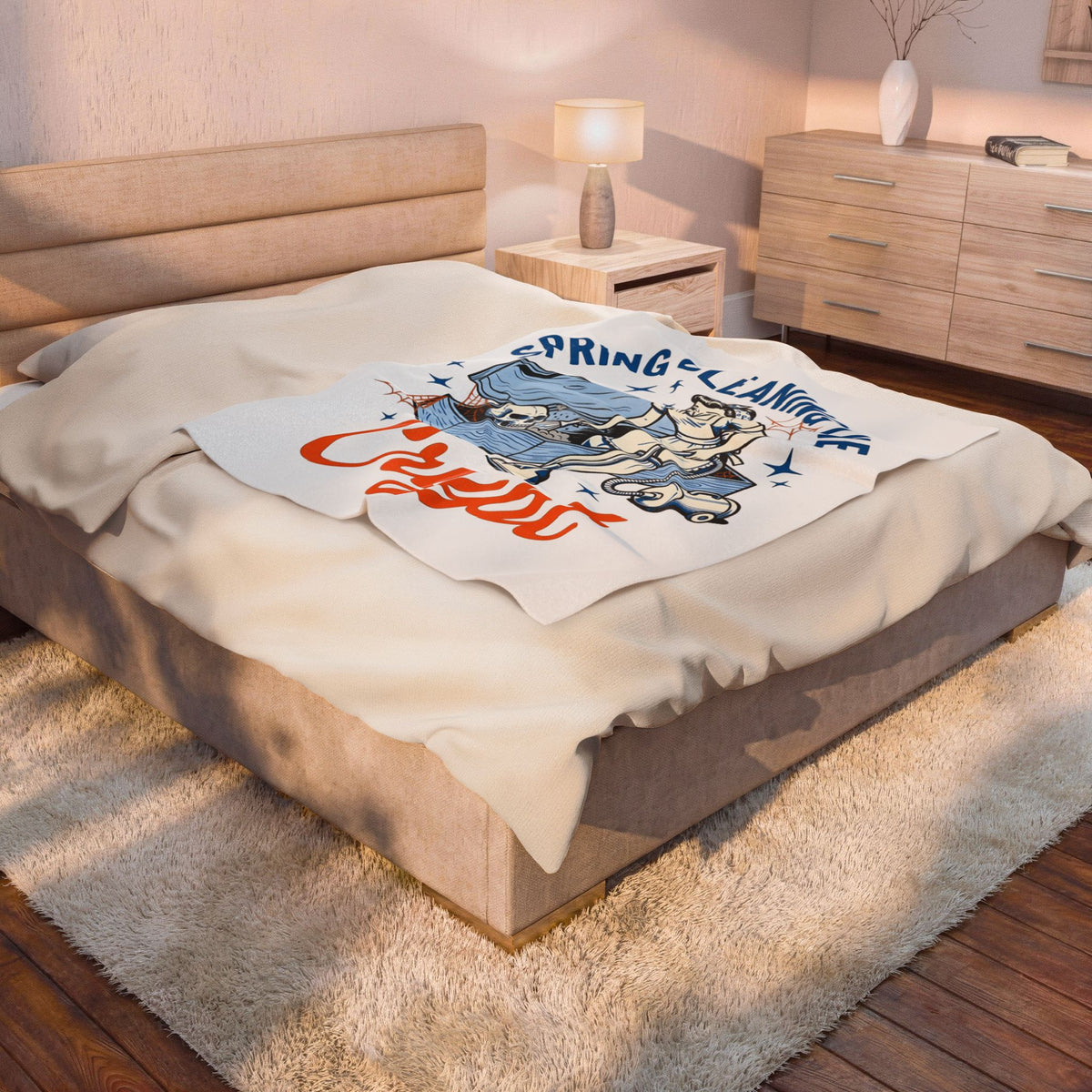 Vintage Maid Casket Blanket Funny Holiday Gift Women Comic Blanket Coffin Blanket Humor Fan Cartoon Blanket Christmas Graphic Rustic Bones Blanket