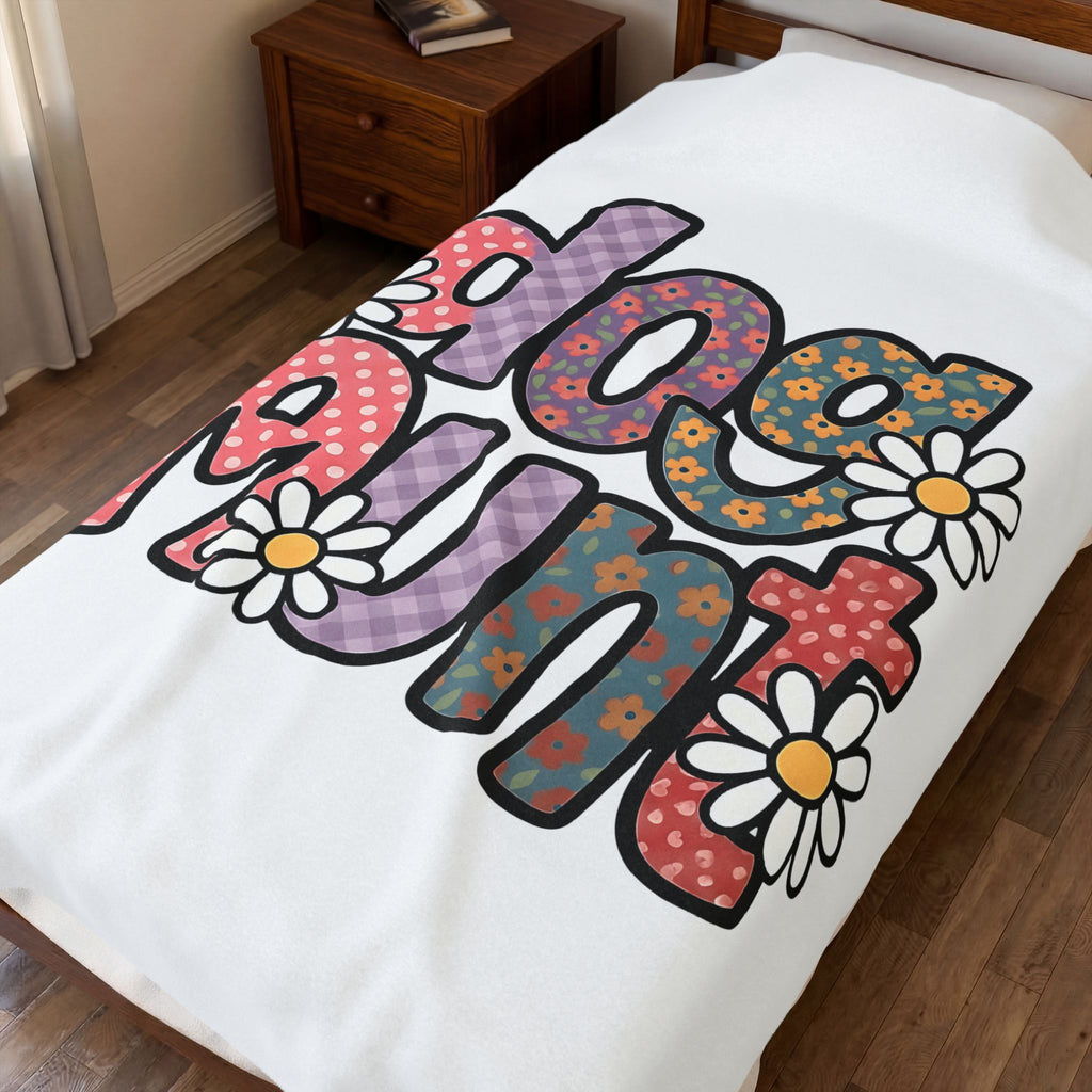 Floral Lettering Print Blanket Dog Niece Gift Women Sketch Blanket Typography Blanket Dog Fan Hand Drawn Blanket Niece Graphic Cartoon Chamomile