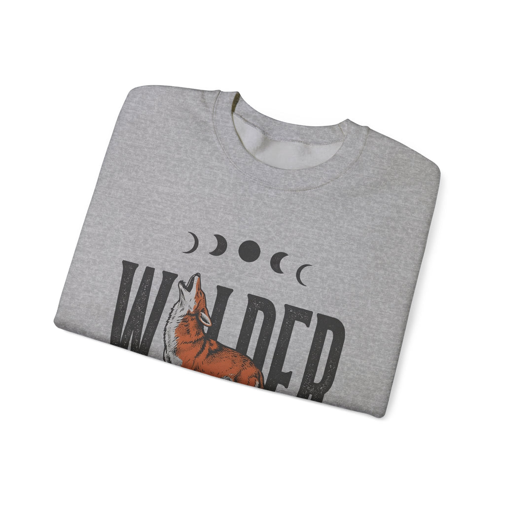 Howling Wolf Sweatshirt Boho Chic Nature Gift Women Vintage Sweatshirt Wolf Sweatshirt Bohemian Fan Retro Sweatshirt Environmental Graphic Hand Drawn Moon