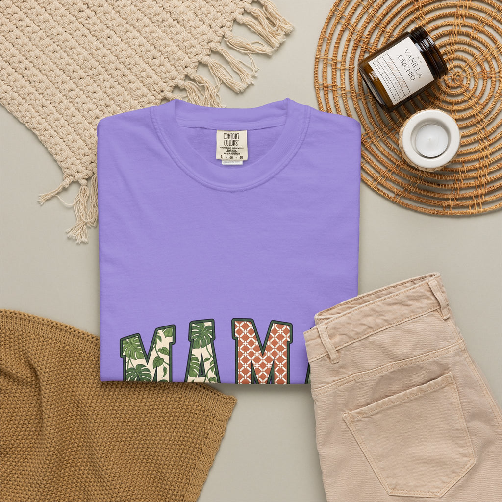 Patterned Letter Patches T-Shirt Moms Clan Gift Women Cabin T-Shirt Lettering T-Shirt Motherhood Enthusiast Rustic T-Shirt Tribe Graphic Country