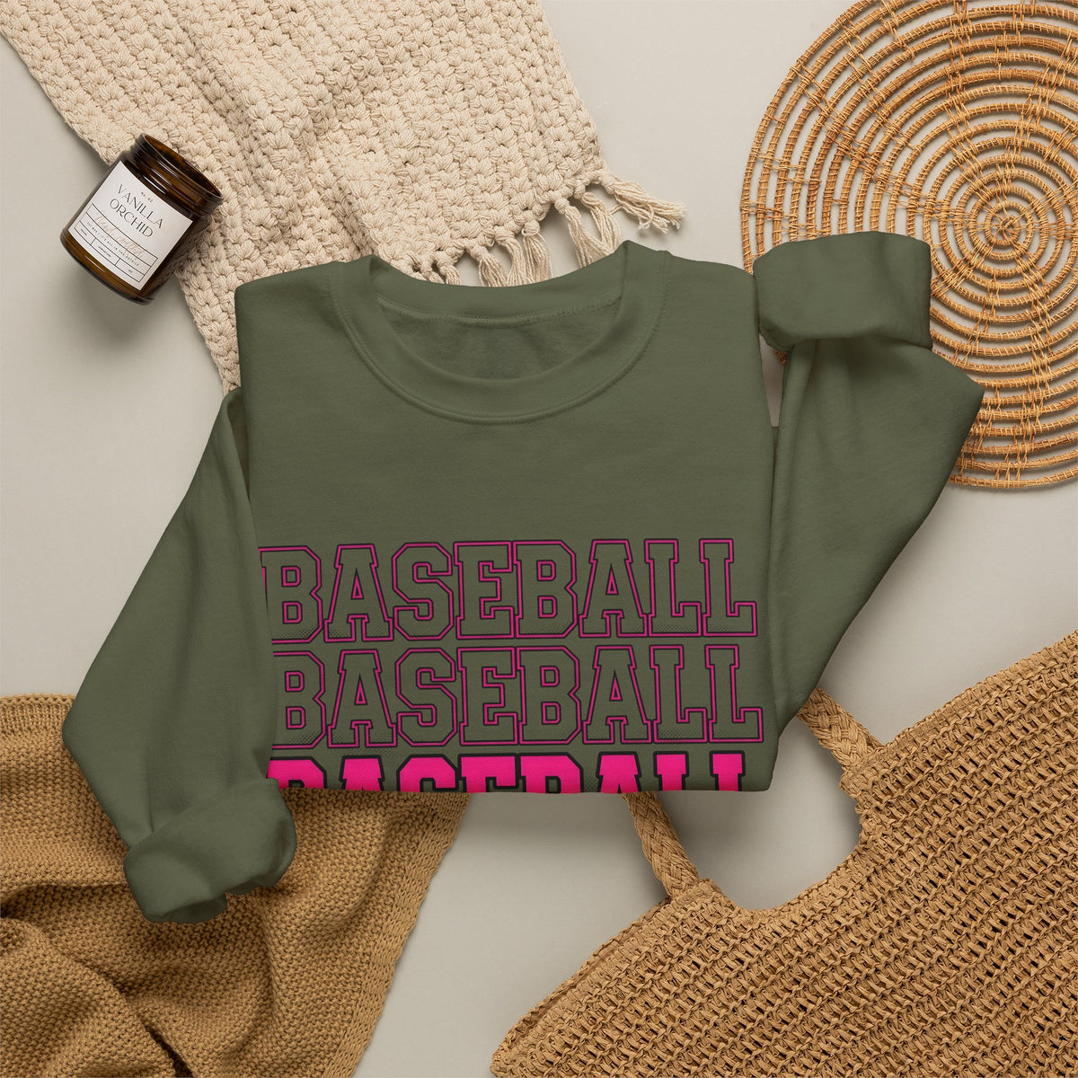 Baseball Lettering Sweatshirt Moms Athletics Gift Women Strong Sweatshirt Lettering Sweatshirt Mom Fan Bold Sweatshirt Sports Graphic Vintage Pink Highlight