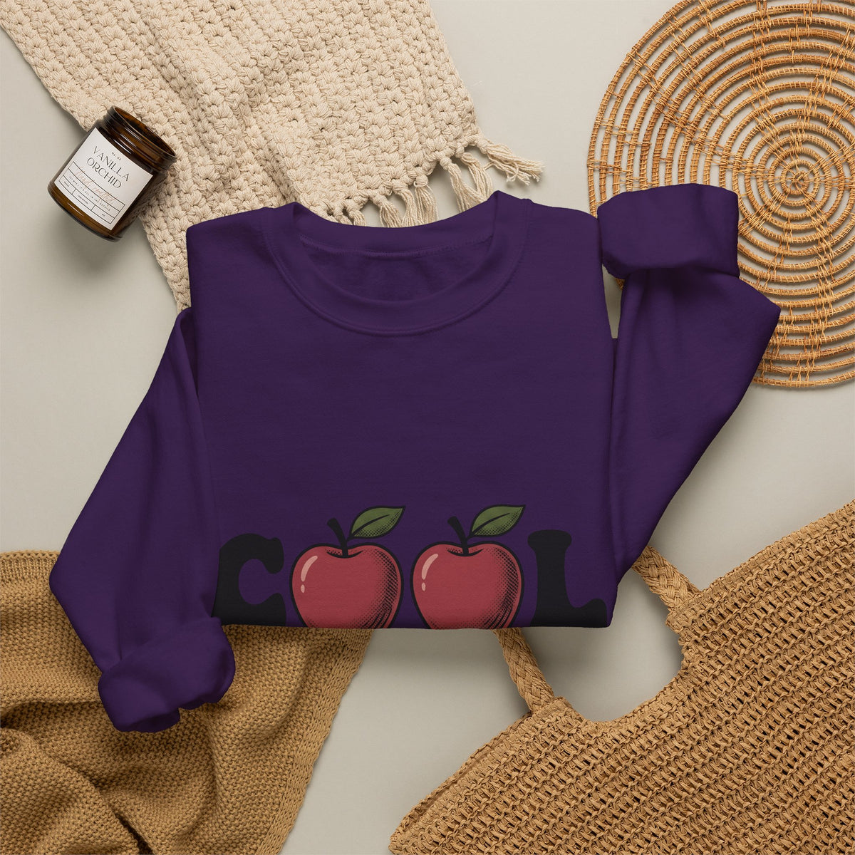 Apple Illustration Sweatshirt Teacher Gratitude Gift Women Retro Sweatshirt Fruit Sweatshirt Educator Enthusiast Vintage Sweatshirt Appreciation Graphic