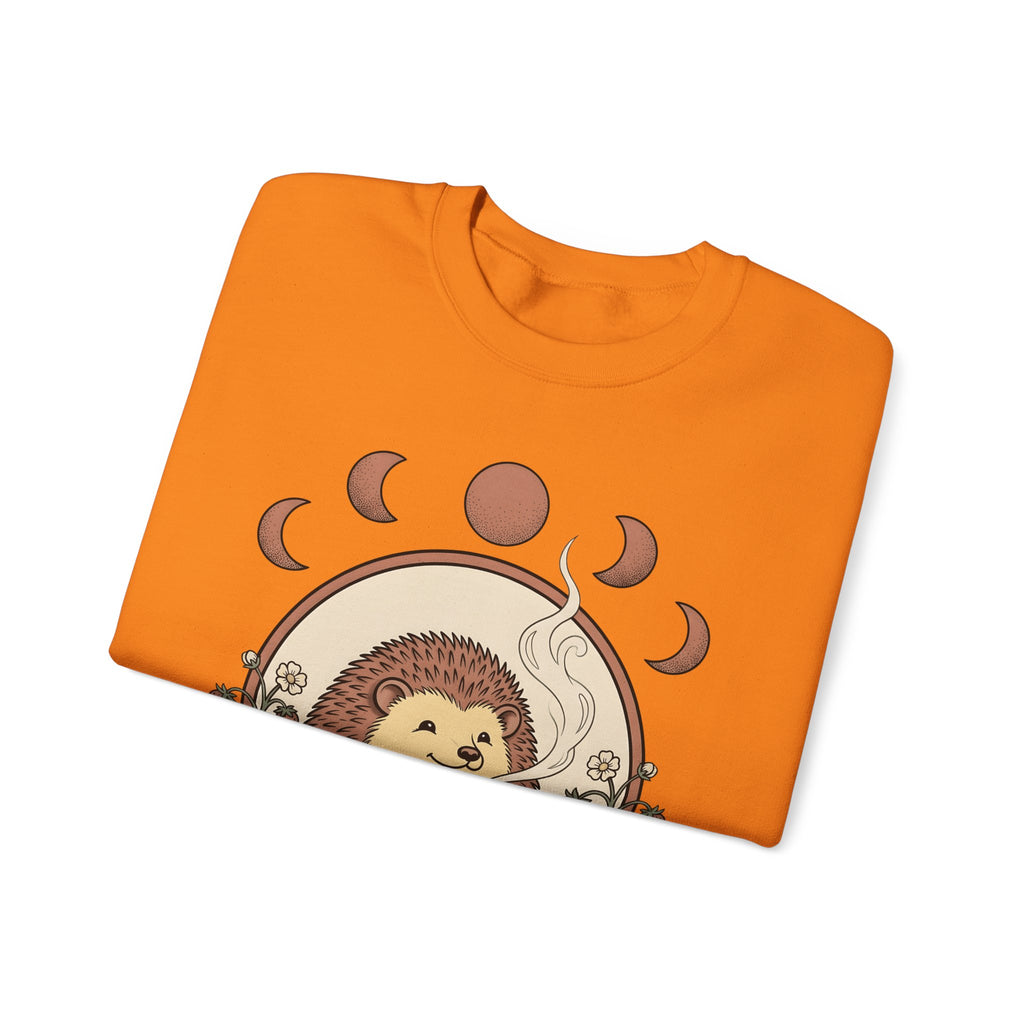 Porcupine Coffee Sweatshirt Cute Wildlife Gift Women Chibi Sweatshirt Coffee Sweatshirt Kawaii Fan Cartoon Sweatshirt Animal Graphic Hand Drawn Strawberry