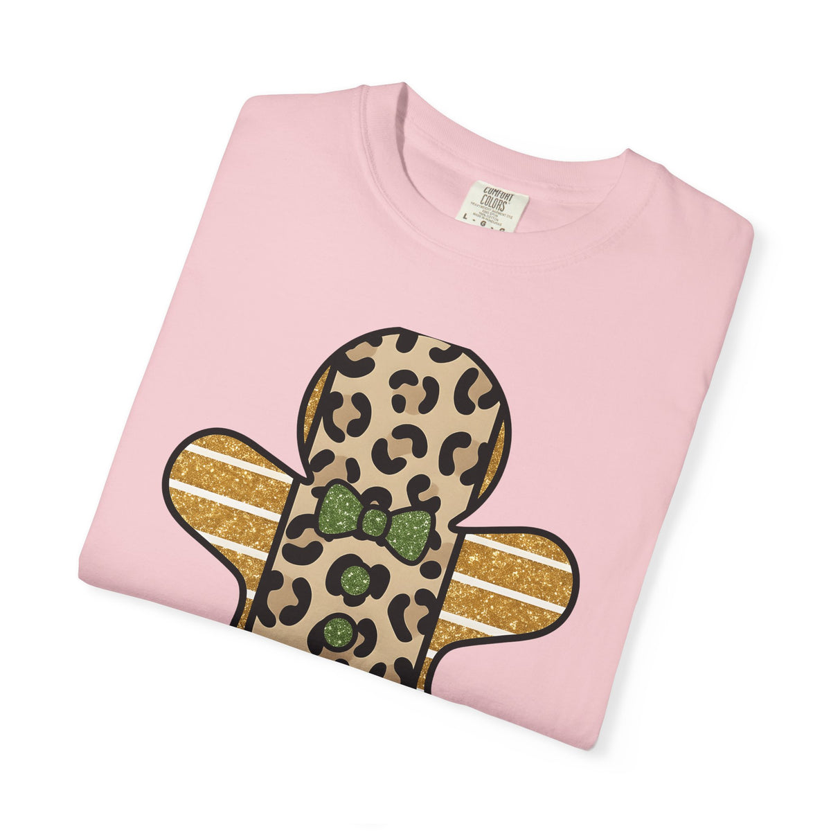 Spotted Gingerbread Animal Xmas Gift Shimmer Gingerbread Man Leopard Fan Glitter Holiday T-Shirt