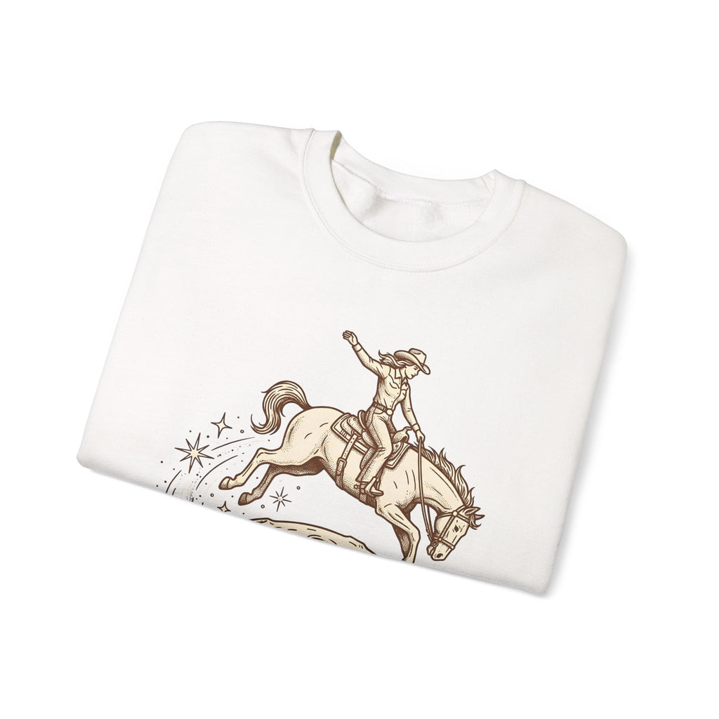 Cowboy Horse Cowgirl Ranch Gift Retro Stallion Cowboy Fan Horseback Sketch Crescent Sweatshirt