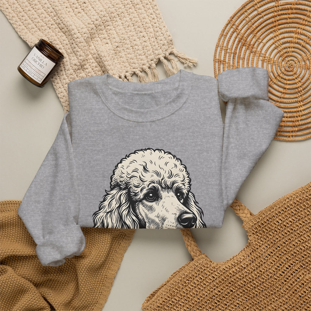 Poodle Dog Sweatshirt Dog Creatures Gift Women Shabby Chic Sweatshirt Poodle Sweatshirt Dog Fan Canine Graphic Sweatshirt Vintage Design Sweatshirt Line Art Floral