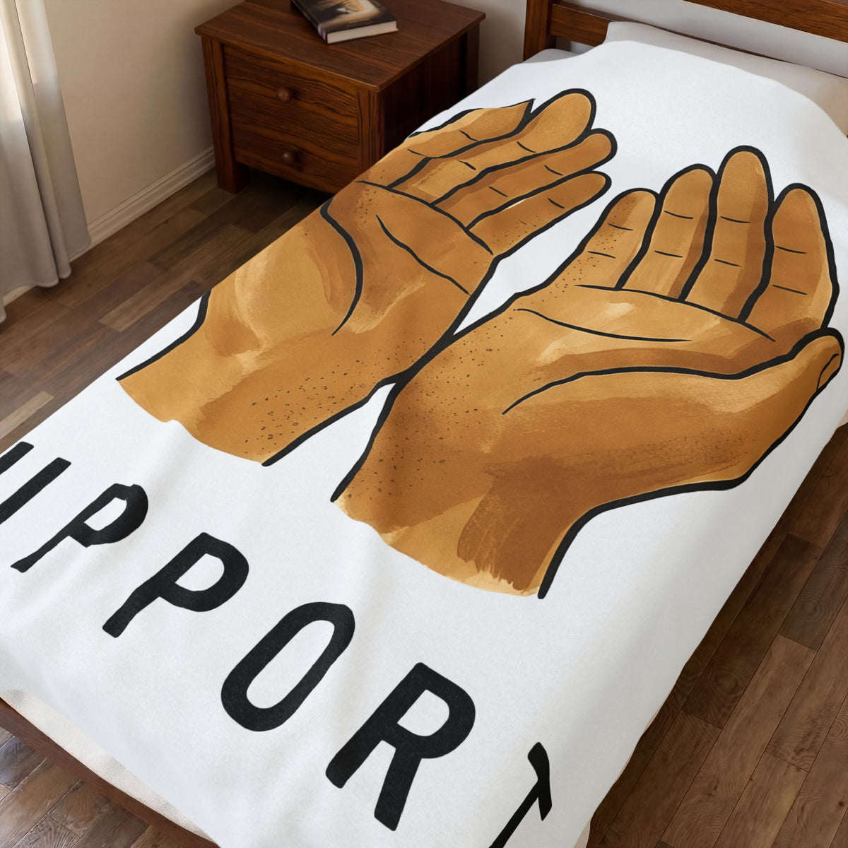 Open Palms Blanket Support Thanks Gift Women Sketch Blanket Hands Blanket Caregiver Enthusiast Drawing Illustration Gratitude Graphic Simple
