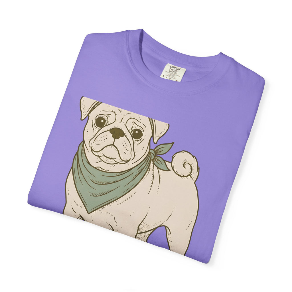 Pug Dog T-Shirt Dog Pets Gift Women Hand Drawn T-Shirt Puggle T-Shirt Dog Fan Mop Dog Graphic Pet Design Illustration Minimalist Bandana T-Shirt