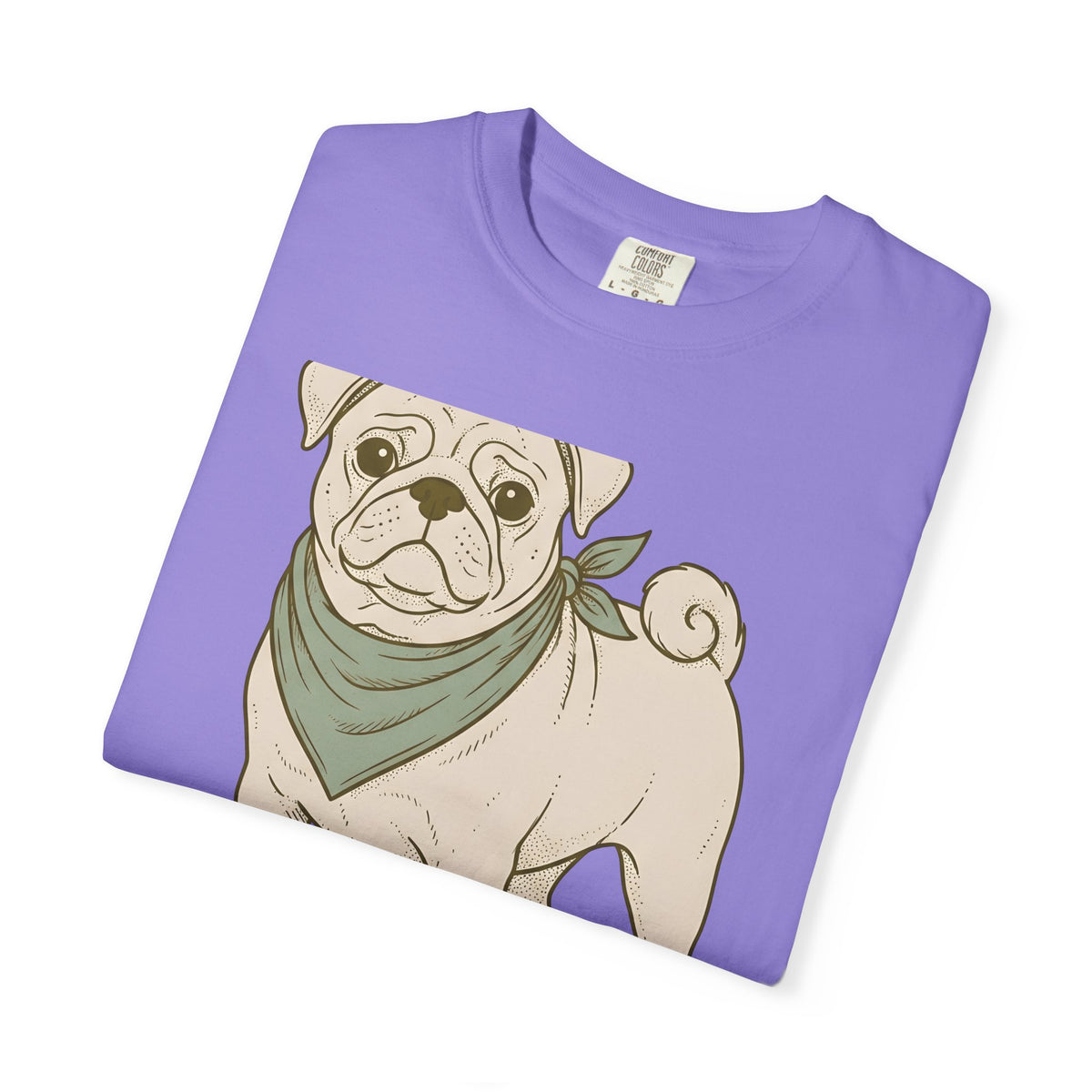 Pug Dog T-Shirt Dog Pets Gift Women Hand Drawn T-Shirt Puggle T-Shirt Dog Fan Mop Dog Graphic Pet Design Illustration Minimalist Bandana T-Shirt