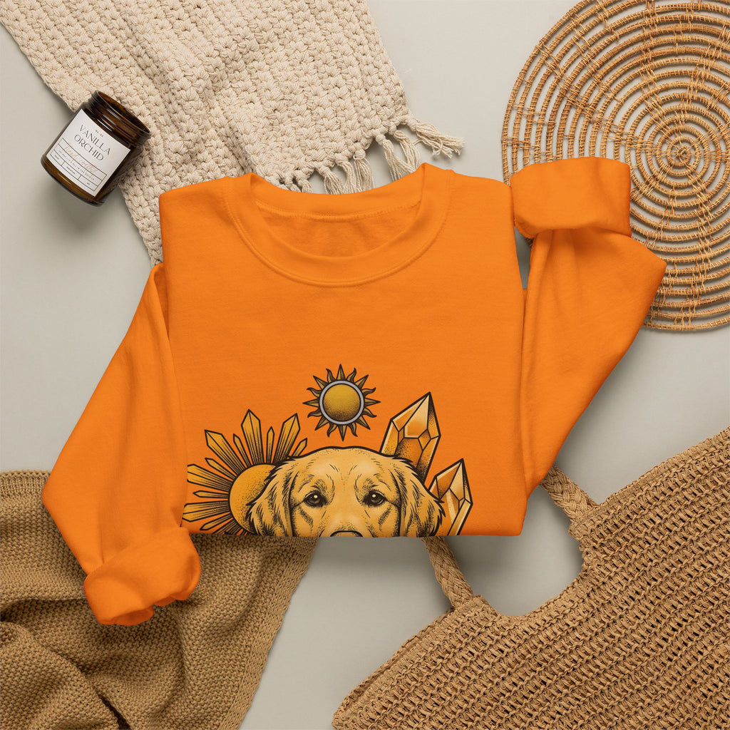 Golden Retriever Sweatshirt Dog Sunlight Gift Women Bohemian Sweatshirt Retriever Sweatshirt Dog Fan Puppy Sweatshirt Sunshine Graphic Retro Crystals Sweatshirt