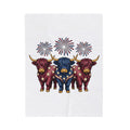Highland Cow Trio Blanket 4th Of July Farmhouse Gift Women Patriotic Blanket Highland Cows Blanket Independence Day Fan American Blanket Rustic