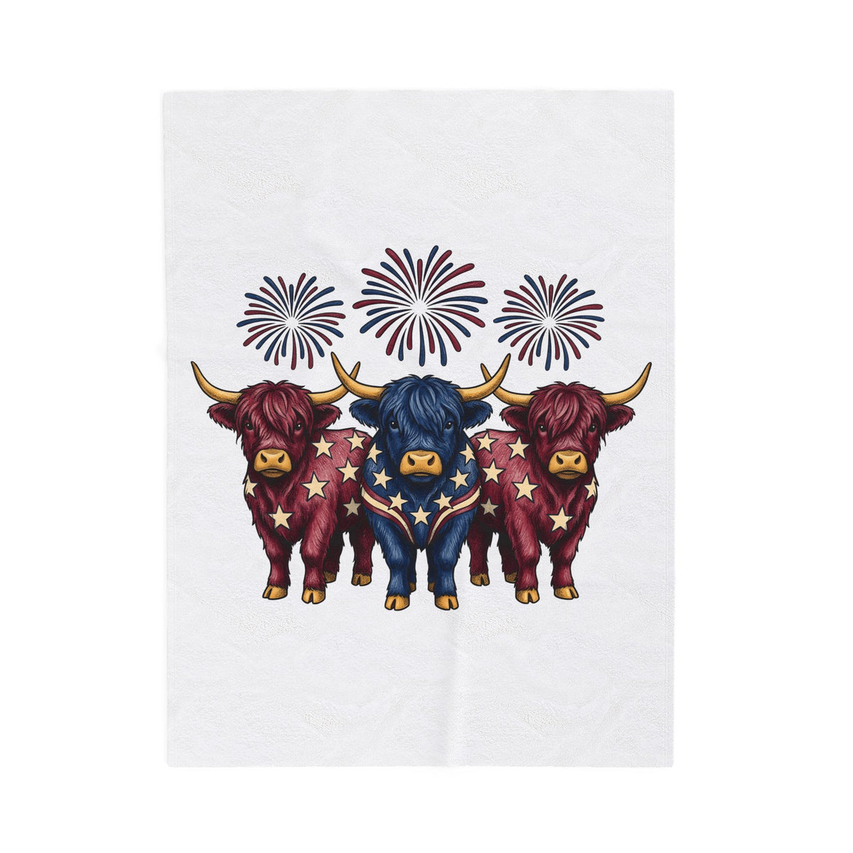 Highland Cow Trio Blanket 4th Of July Farmhouse Gift Women Patriotic Blanket Highland Cows Blanket Independence Day Fan American Blanket Rustic