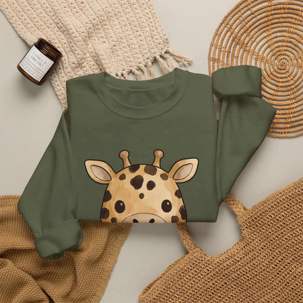 Giraffe Illustration Sweatshirt Moms Jungle Gift Women Paint Sweatshirt Giraffe Sweatshirt Mom Fan Watercolor Sweatshirt Tropical Graphic Charming Wildlife