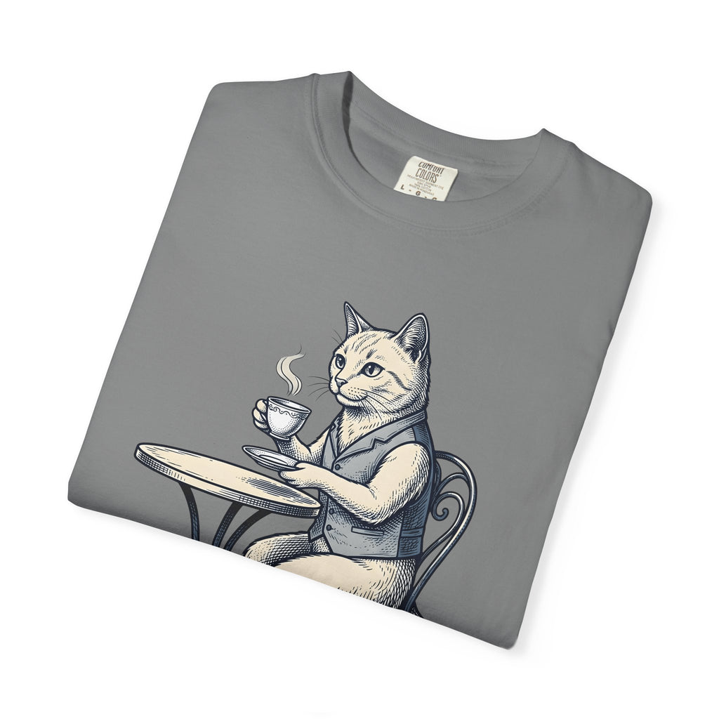 Cat Mocha T-Shirt Coffee Creature Gift Women Nostalgic T-Shirt Kitten T-Shirt Coffee Fan Animal Graphic Doodle Café Bench T-Shirt