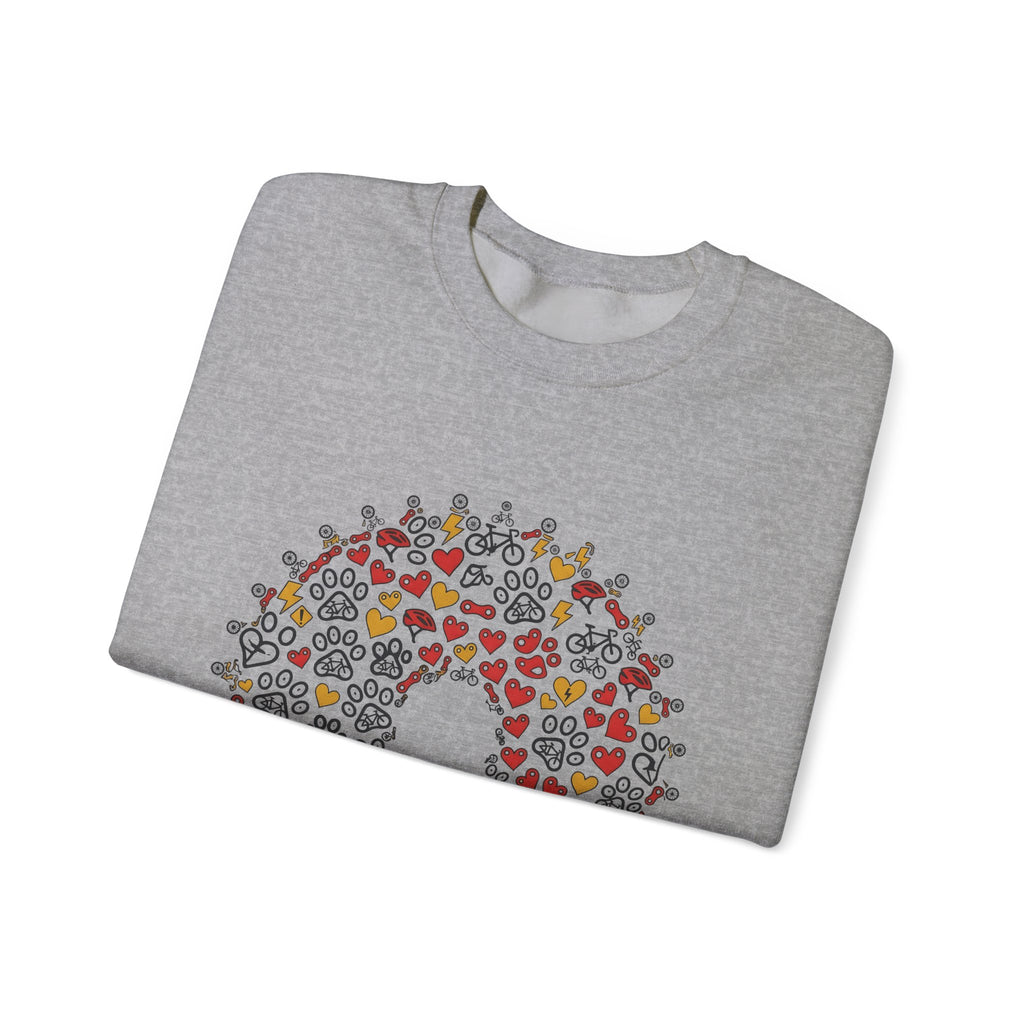 Bicycle Romance Motif Sweatshirt St Valentines Day Bike Gear Gift Women Line Art Sweatshirt Cycle Sweatshirt Valentines Day Enthusiast Illustration Sweatshirt