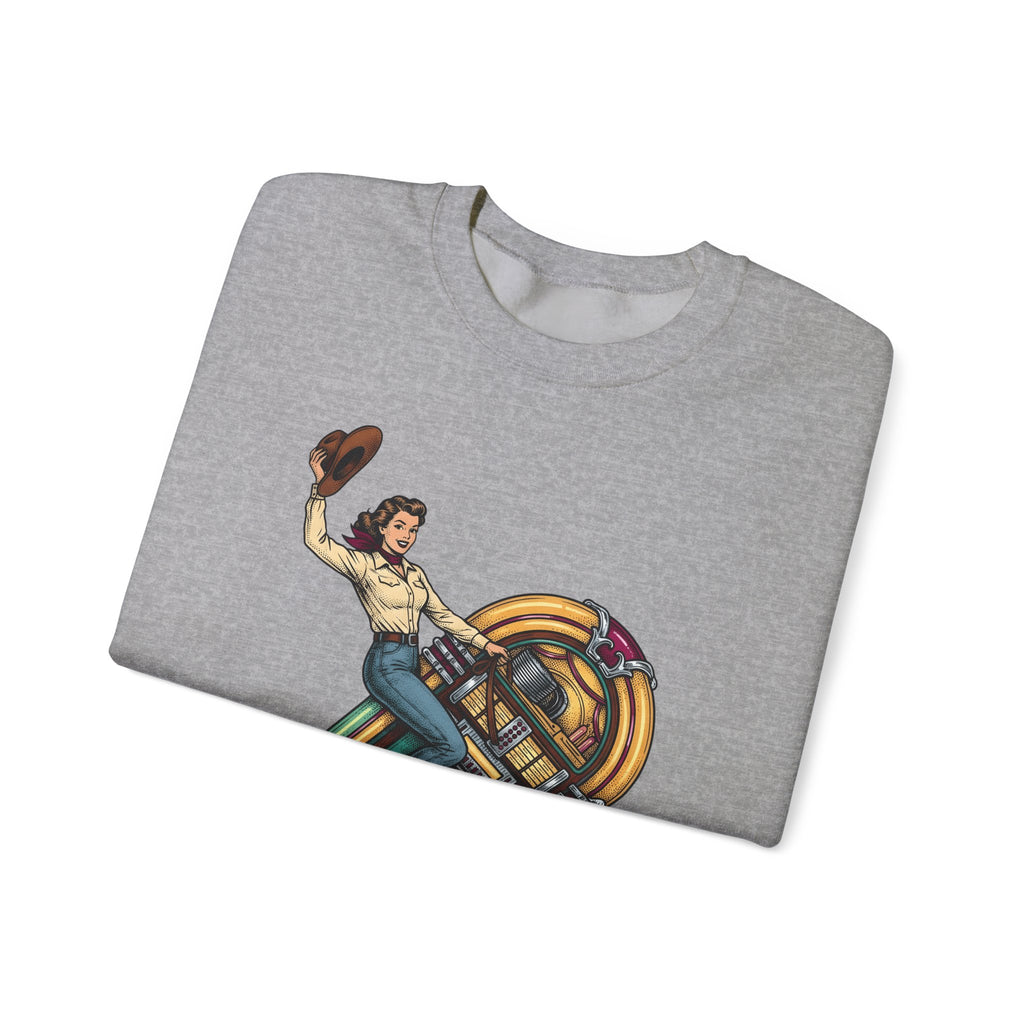 Cowgirl Jukebox Sweatshirt Cowgirl Audio Gift Women Farmhouse Sweatshirt Jukebox Sweatshirt Cowgirl Fan Rustic Sweatshirt Sound Graphic Mid Century Cowboy