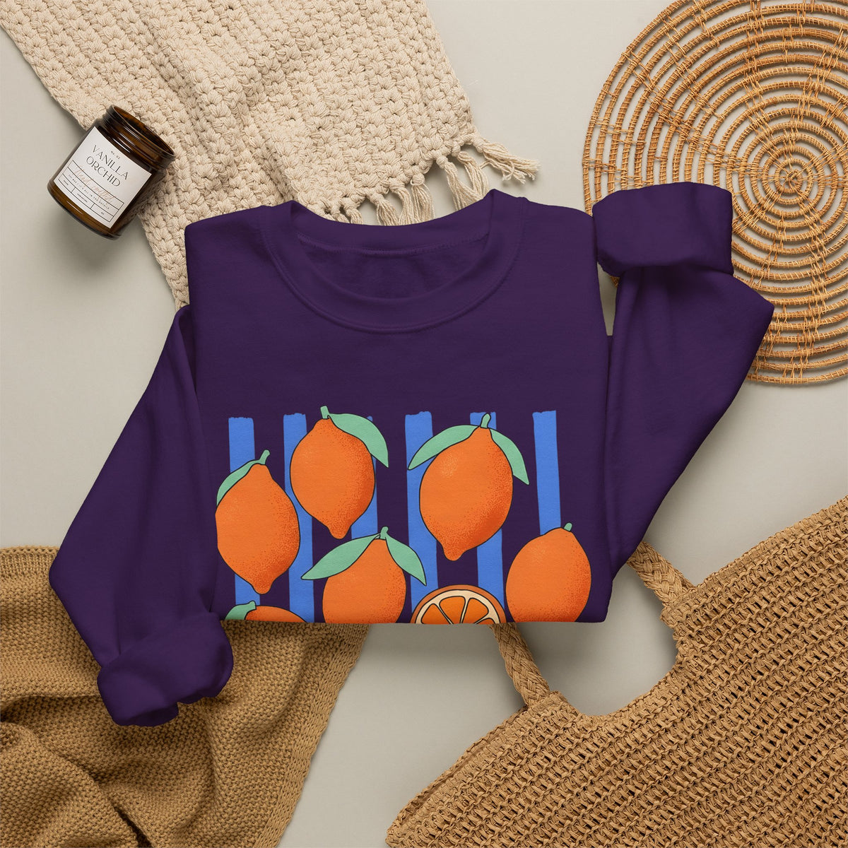 Lemon Fruit Sweatshirt Drinks Vacation Gift Women Cartoon Sweatshirt Citrus Sweatshirt Beverage Fan Cocktail Graphic Classic Orange Segment Sweatshirt