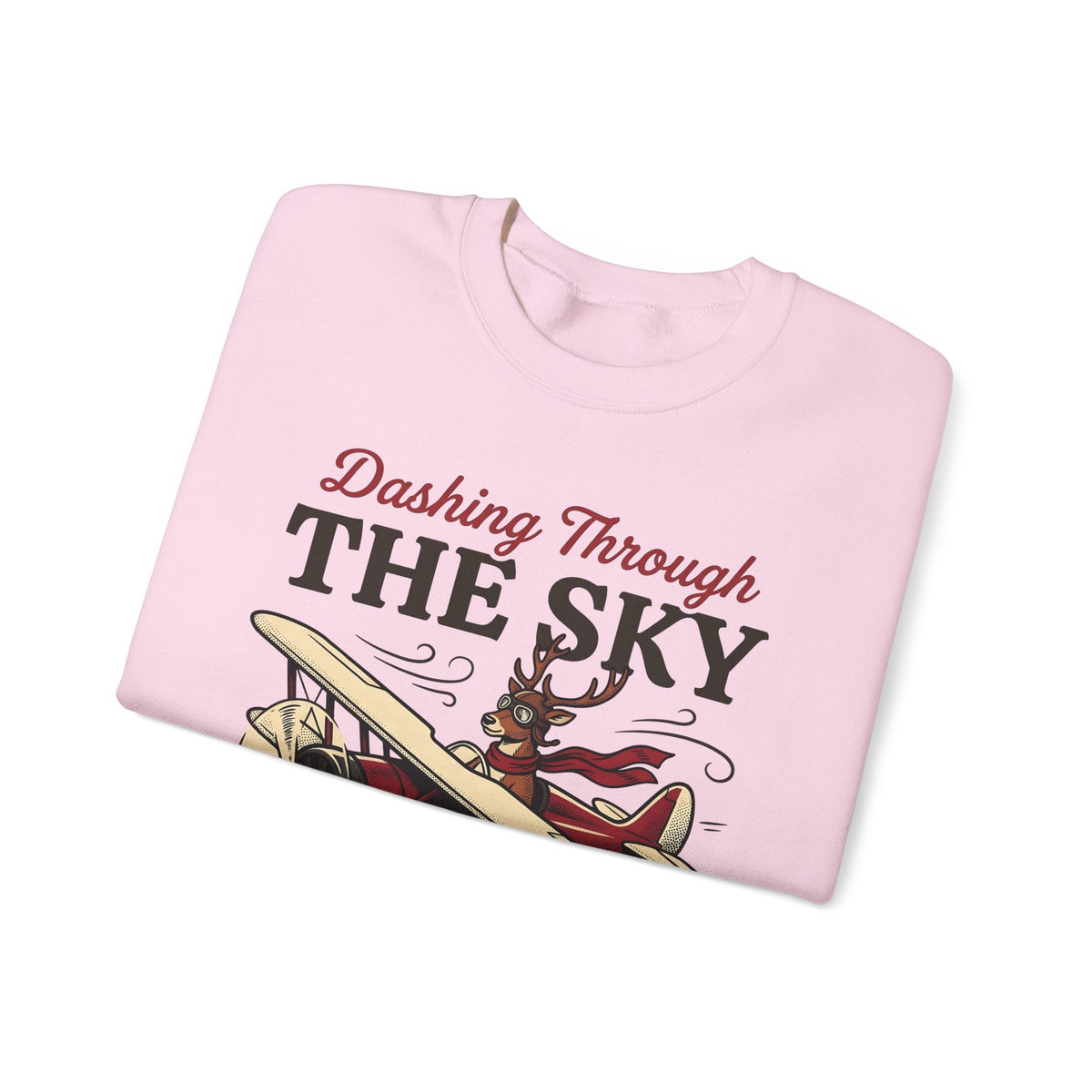 Deer Airplane Sweatshirt Christmas Celebration Gift Women Rustic Sweatshirt Fawn Sweatshirt Noel Fan Vintage Sweatshirt Party Graphic Classic Neckwear Sweatshirt