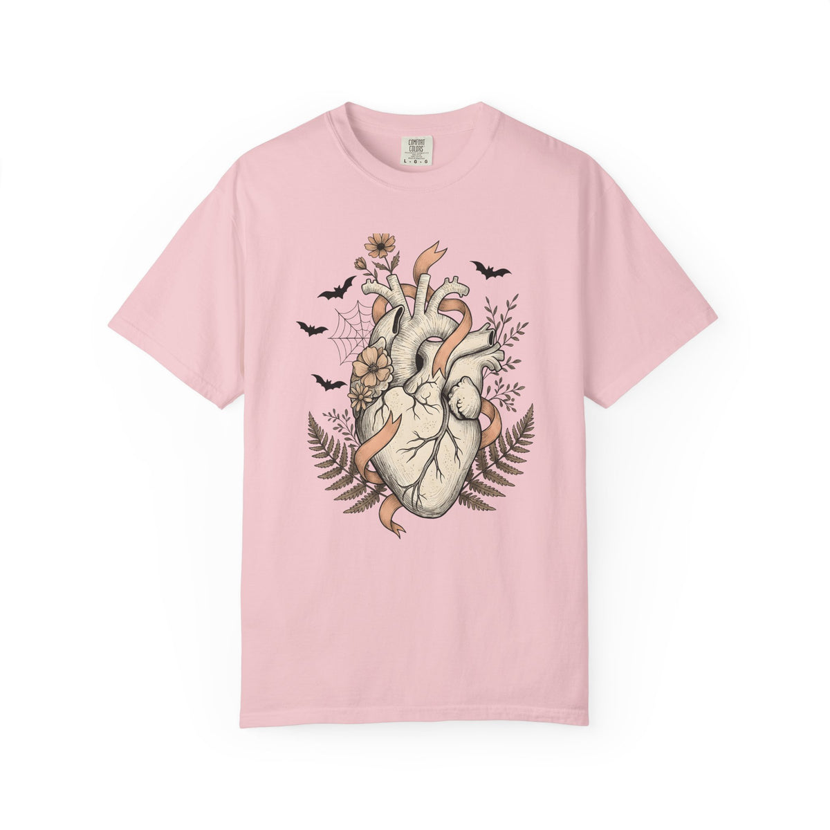 Anatomical Heart T-Shirt Halloween Gothic Gift Women Tattoo Art T-Shirt Cardiac T-Shirt Horror Fan Ink T-Shirt Dark Graphic Vintage Bats T-Shirt