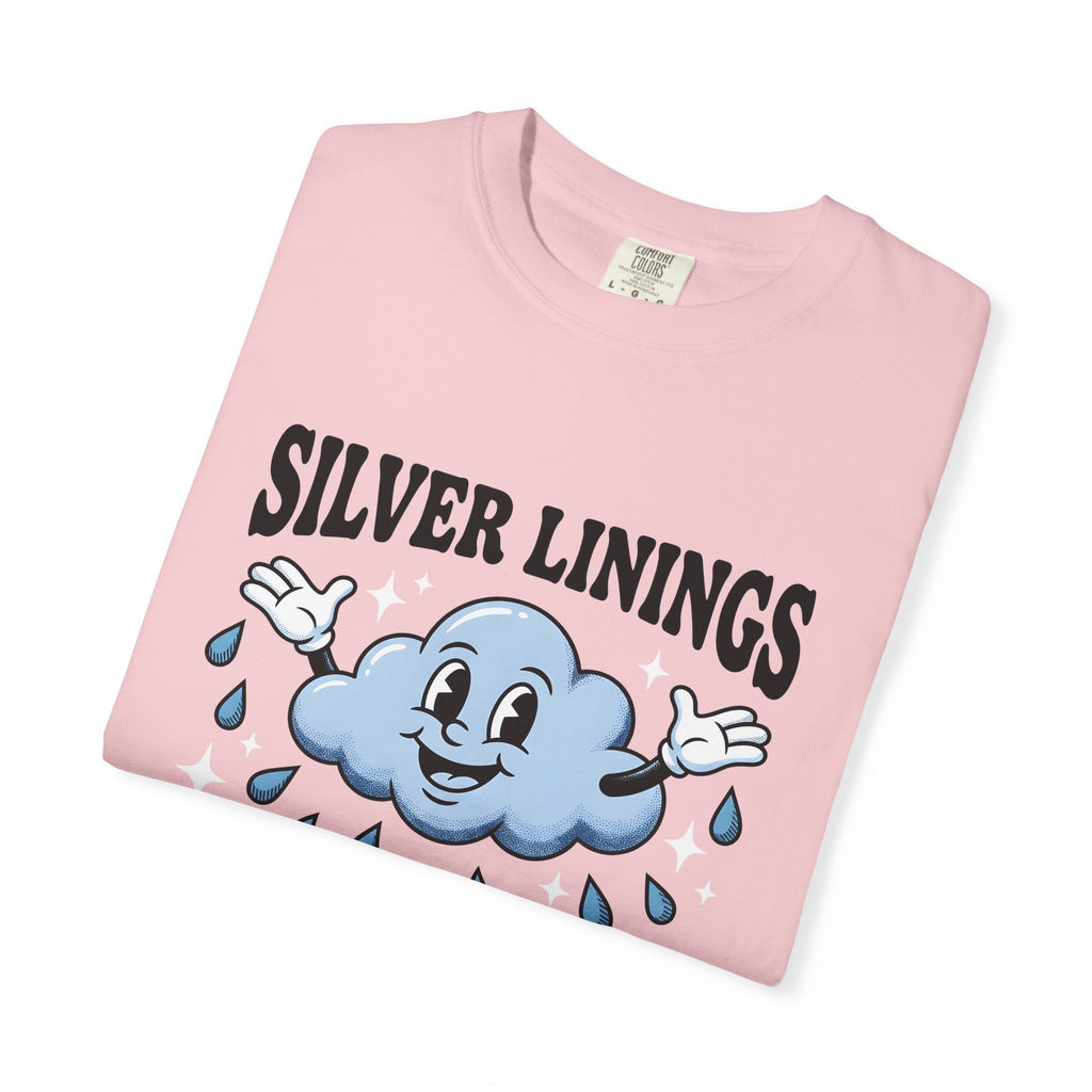Happy Cloud T-Shirt Funny Positivity Gift Women Cartoon T-Shirt Cloud T-Shirt Humor Fan Comic T-Shirt Optimistic Graphic Retro Raindrops T-Shirt