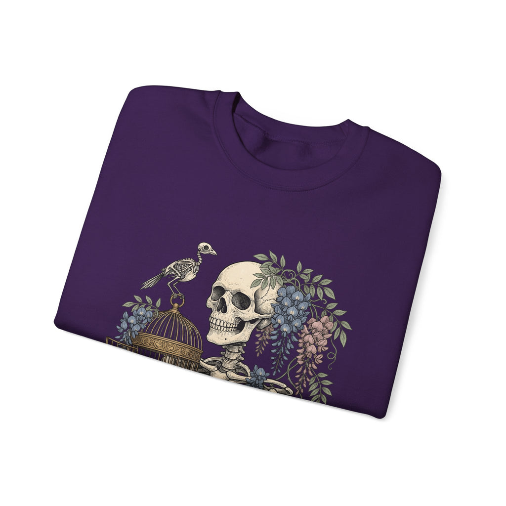 Bone Bloom Sweatshirt Halloween Dark Art Gift Women Rustic Sweatshirt Skeleton Sweatshirt Horror Fan Gothic Sweatshirt Macabre Graphic Doodle Aviary Sweatshirt