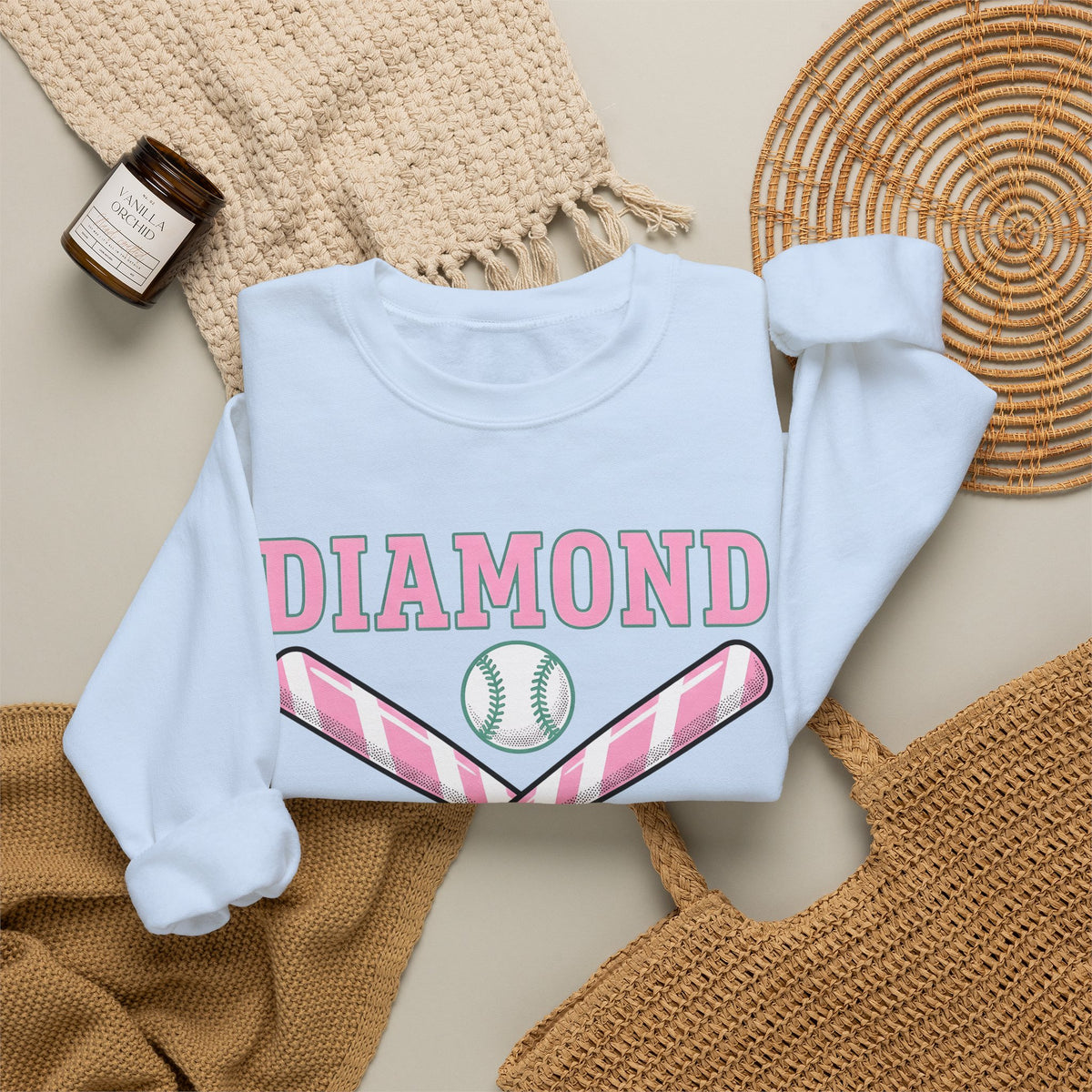 Crossed Baseball Bats Sweatshirt Softball Group Gift Women Vector Sweatshirt Baseball Bat Sweatshirt Softball Fan Digital Graphic Sweatshirt Vintage Ribbon