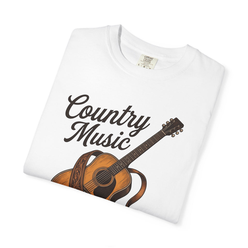 Acoustic Guitar Country Music Prairie Gift Hand Drawn Guitar Country Fan Illustrated Countrywestern T-Shirt