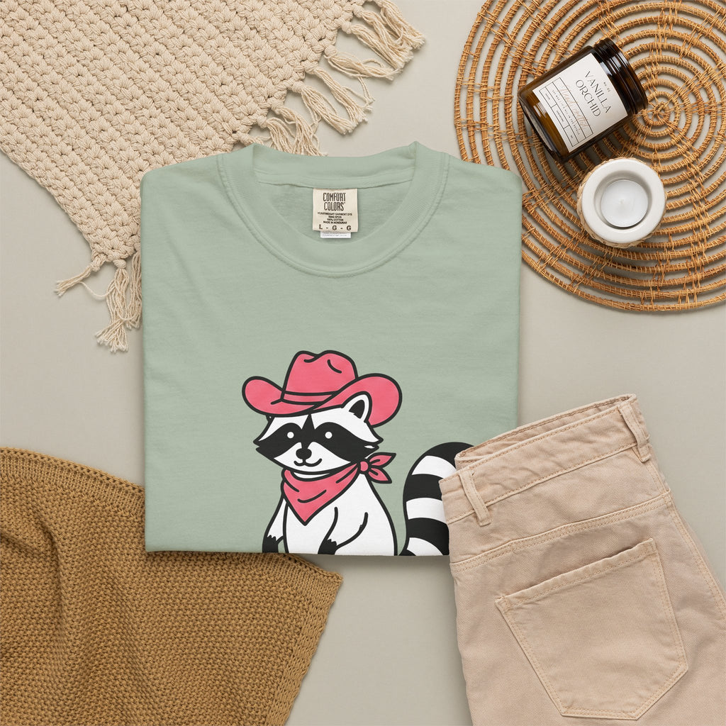 Raccoon Cowgirl T-Shirt Cowgirl Pet Gift Women Cartoon T-Shirt Raccoon T-Shirt Cowgirl Fan Cartoonish T-Shirt Animal Graphic Sketch Cowboy Hat