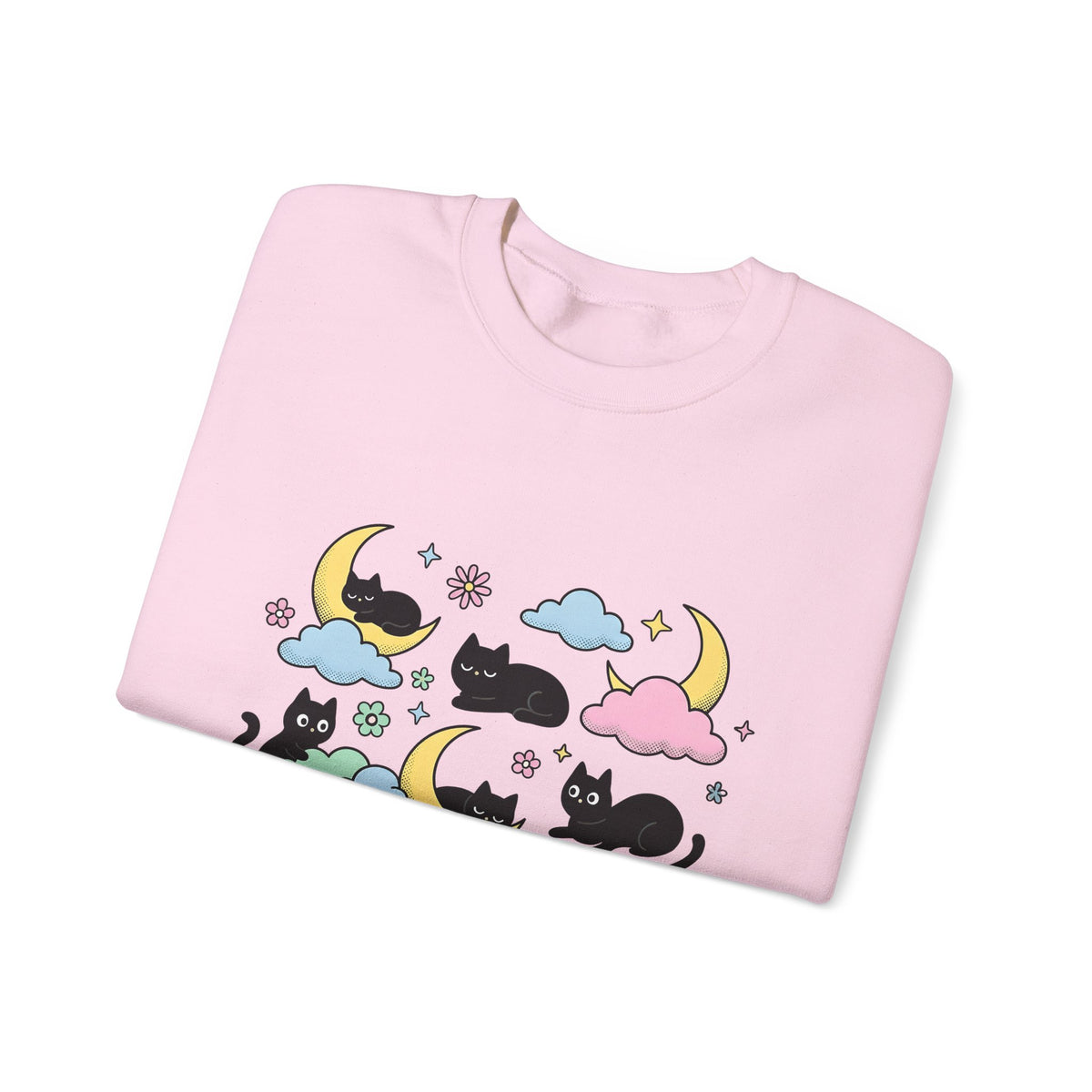 Black Cats Sweatshirt Cat Celestial Gift Women Kawaii Sweatshirt Kitties Sweatshirt Cat Fan Astrology Graphic Sweatshirt Pastel Crescent Moon Sweatshirt