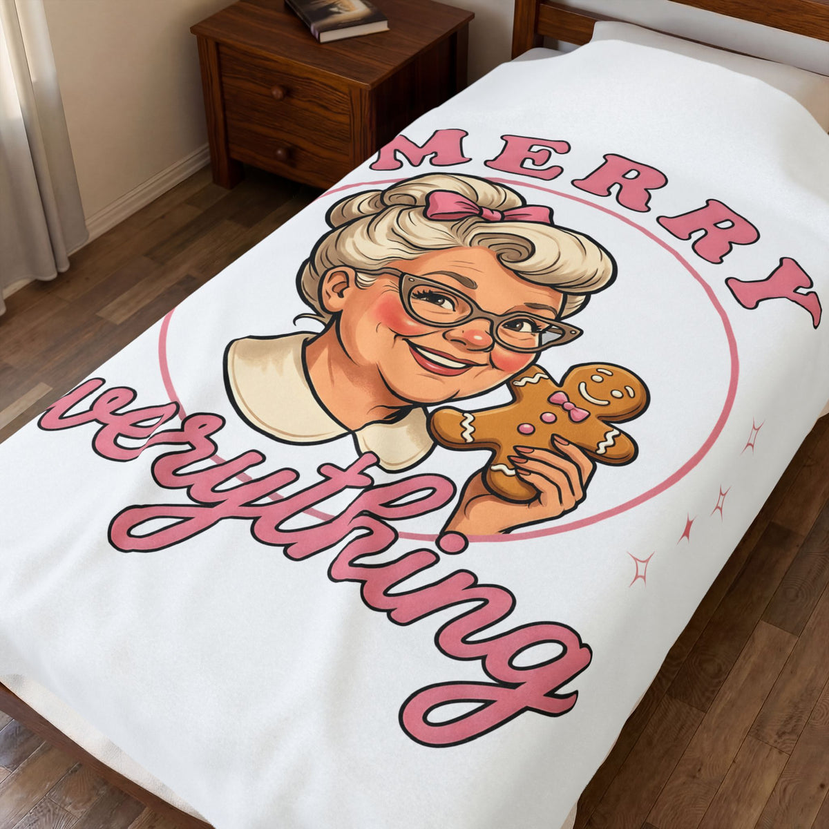 Grandma Cookie Christmas Pastry Gift Comic Cookie Christmas Fan Cartoon Bakery Vintage Blanket