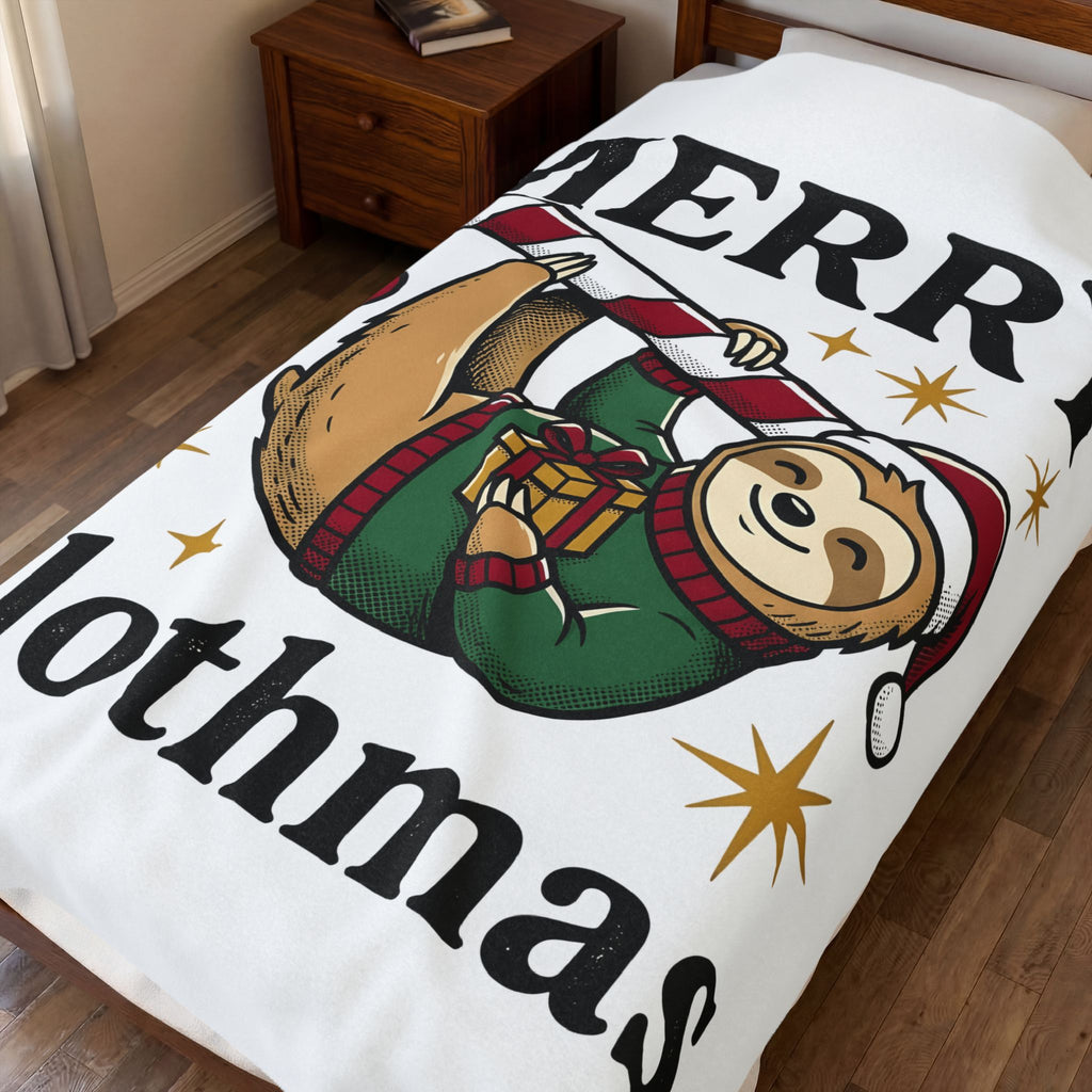 Sloth Festive Cane Blanket Christmas Critter Gift Women Doodle Blanket Sloth Blanket Xmas Fan Hand Drawn Blanket Creature Graphic Nostalgic Box