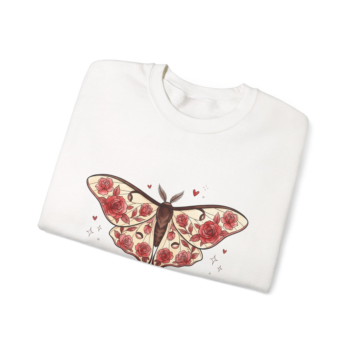 Moth Rose Sweatshirt St. Valentine's Day Floral Gift Women Boho Sweatshirt Rose Sweatshirt Valentine Fan Bohemian Sweatshirt Floral Graphic Tattoo Ribbon