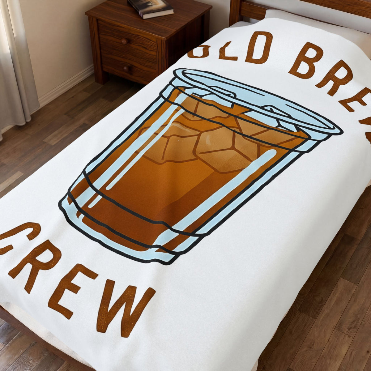 Iced Coffee Cup Blanket Coffee Cuisine Gift Women Modern Blanket Cold Brew Blanket Coffee Fan Contemporary Blanket Food Graphic Sketch Ice Cubes