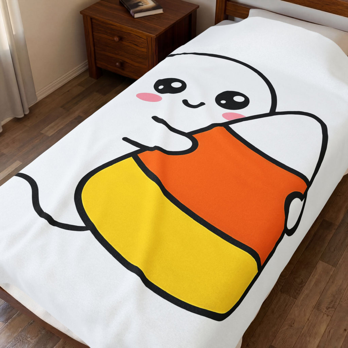Ghost Sweet Corn Halloween Treats Gift Lovable Sweetcorn Spooky Fan Cute Sweets Clean Happy Blanket
