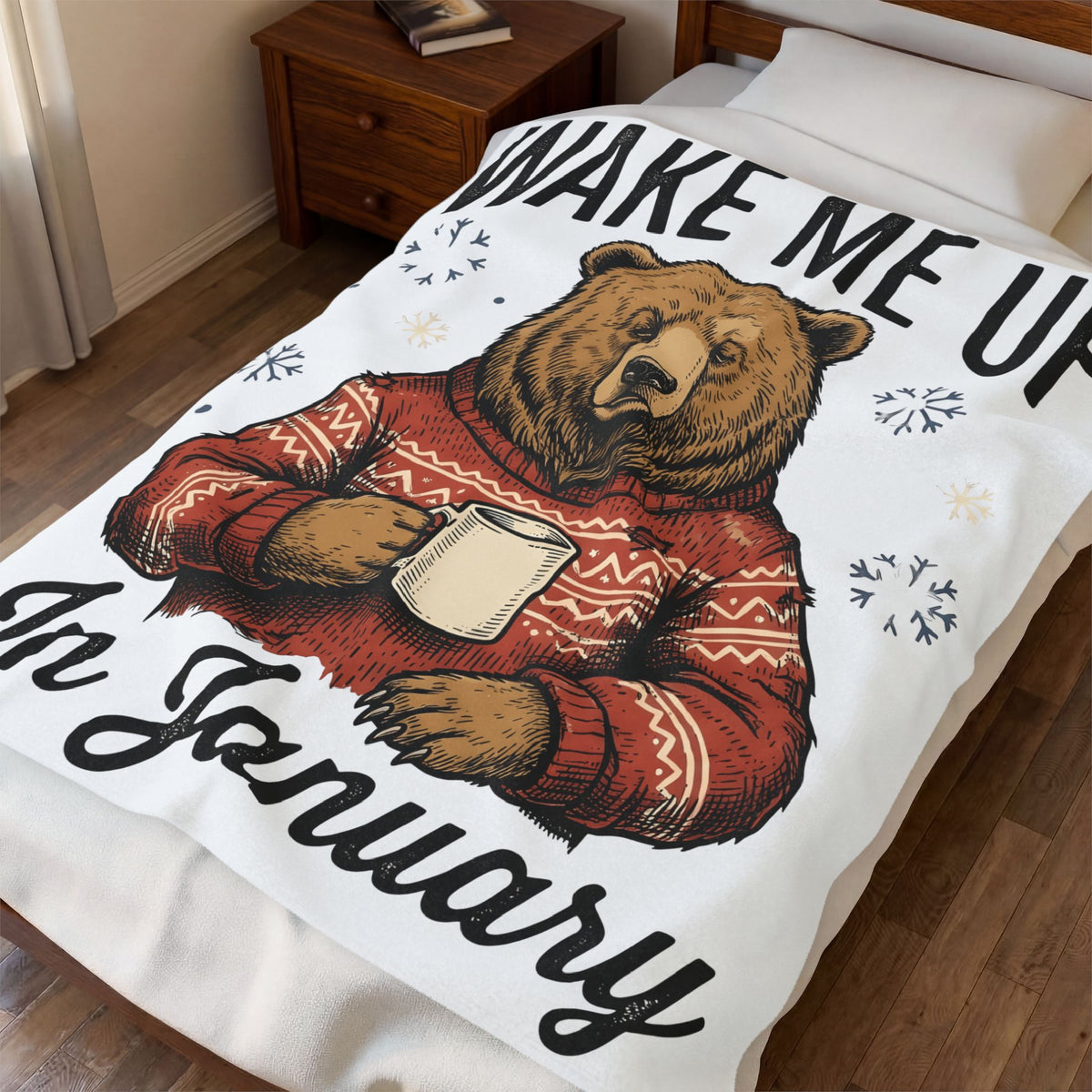 Bear Knitwear Blanket Christmas Cold Gift Women Cabin Blanket Teddy Blanket Xmas Fan Rustic Blanket Frosty Graphic Outline Winter Snow Blanket