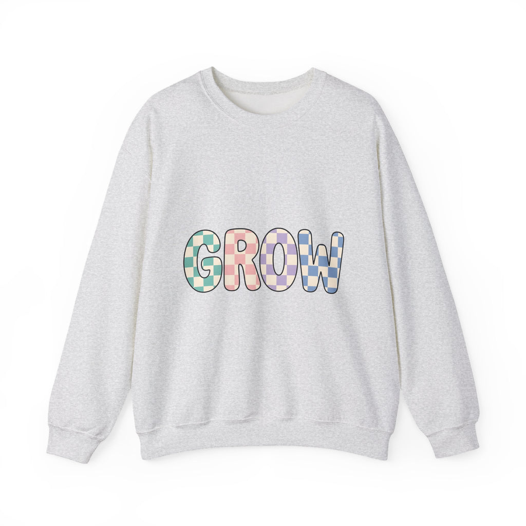Checkered Letters Sweatshirt Teacher Positivity Gift Women Playful Sweatshirt Alphabet Sweatshirt Educator Enthusiast Fun Sweatshirt Optimistic Graphic Retro