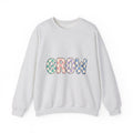 Checkered Letters Sweatshirt Teacher Positivity Gift Women Playful Sweatshirt Alphabet Sweatshirt Educator Enthusiast Fun Sweatshirt Optimistic Graphic Retro