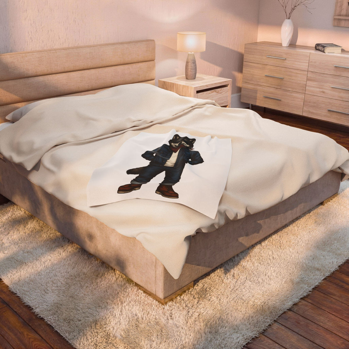 Trendy Wolf Blanket Animal Apparel Gift Women Sketch Blanket Wolf Blanket Wildlife Enthusiast Drawing Design Retro Shades Blanket