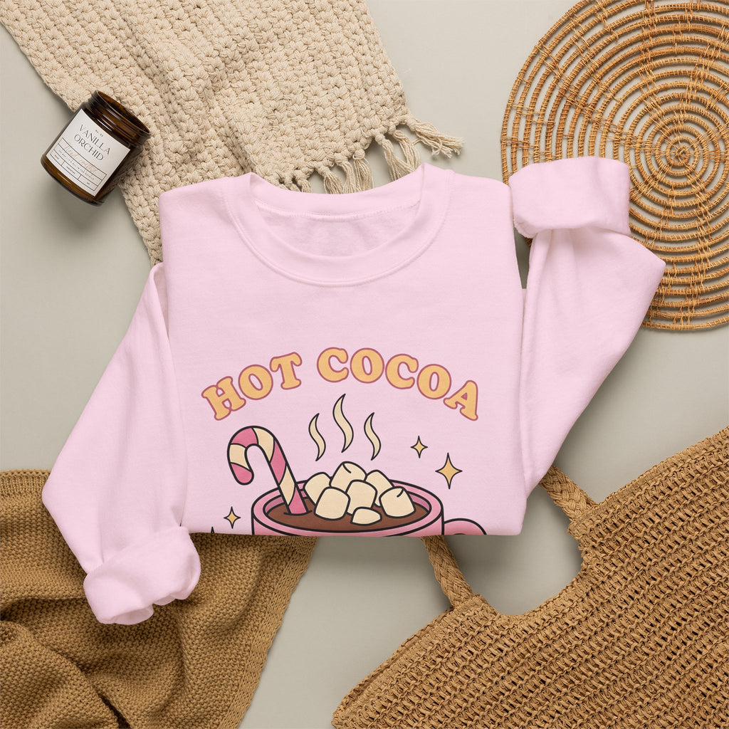 Hot Chocolate Cup Cocoa Winter Gift Line Mug Chocolate Fan Drawing Nostalgic White Marshmallows Sweatshirt